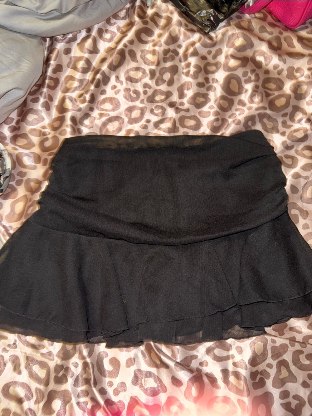 SHEIN Black Flared Tiered Mini Skirt